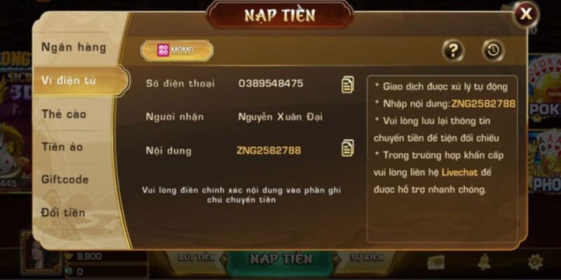 Hướng dẫn nạp tiền tại cổng game IWIN